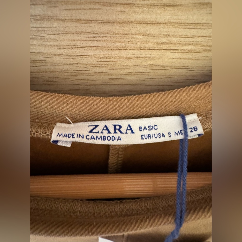 NEW Zara Suede Like Dress Beige/Nude/Sand Pockets Small - Picture 4 of 6